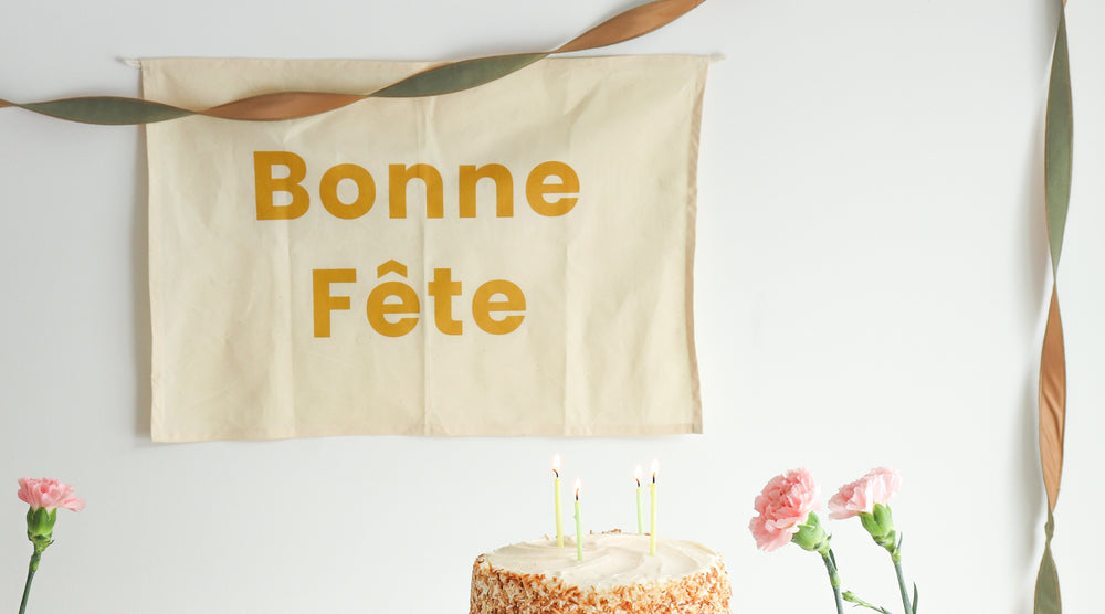 Banderole anniversaire en tissu rescapé