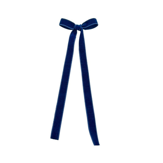 Boucle longue pour le sapin de Noël - Velours côtelé bleu