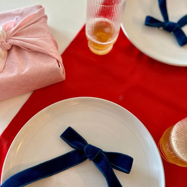 Boucle longue avec pince - Velours côtelé bleu