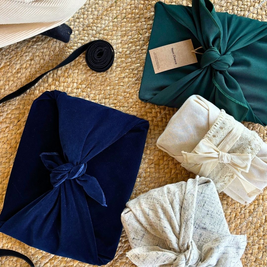 Reusable Furoshiki Gift Wrap - Blue Corduroy