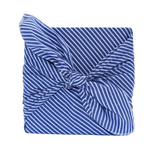 Reusable Furoshiki Gift Wrap Stripes - Blue with White Stripes