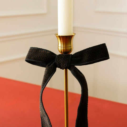 Long Bow with Clip - Brown Velvet Chevron