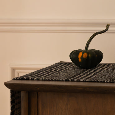 Chemin de table - Carreaux noir et argent