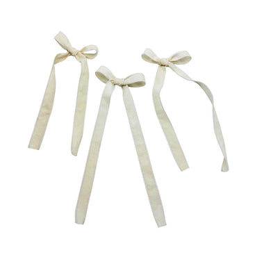 Boucle longue pour le sapin de Noël - Velours côtelé crème