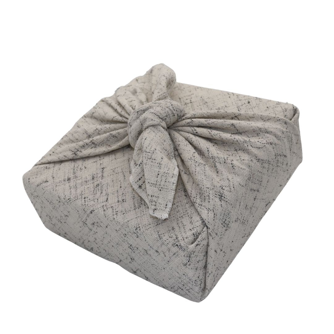 Reusable Furoshiki Gift Wrap - Cream Wool with Navy Blue Thread