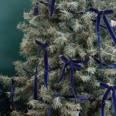 Set of 12 long bows and 3 ribbons for the Christmas tree - Elegant corduroy