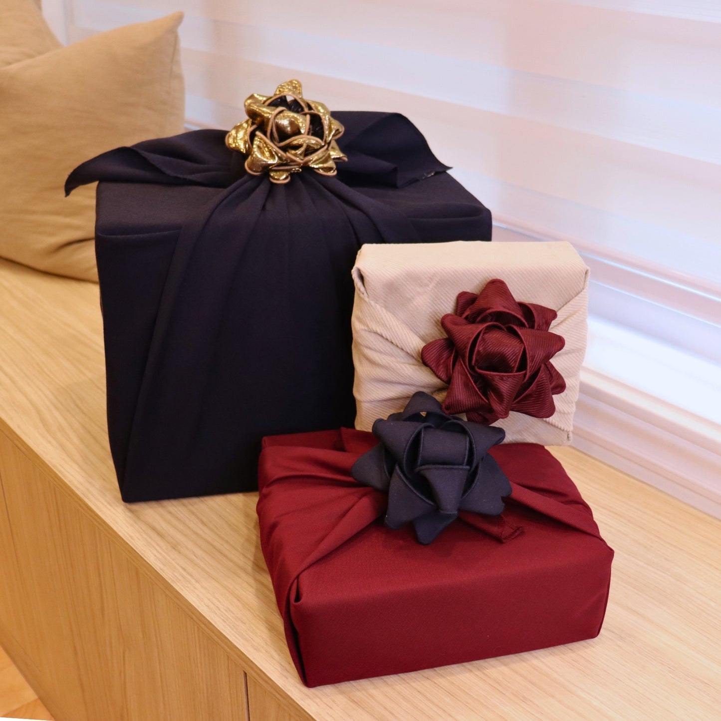 Set of 3 Fabric Gift Bows - Elegant