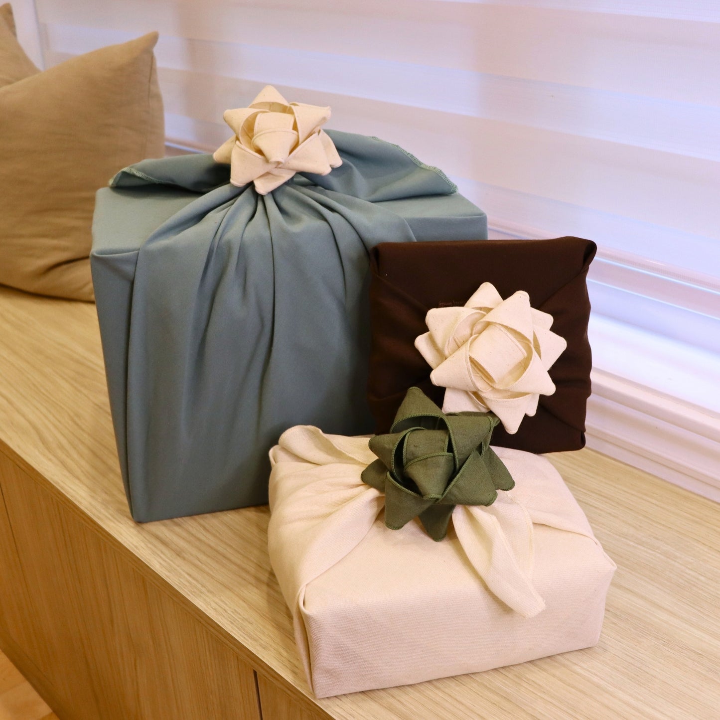 Set of 3 Fabric Gift Bows - Organic