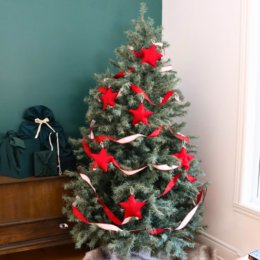 Set of 6 stars and 2 twisted garlands for the Christmas tree - Traditional