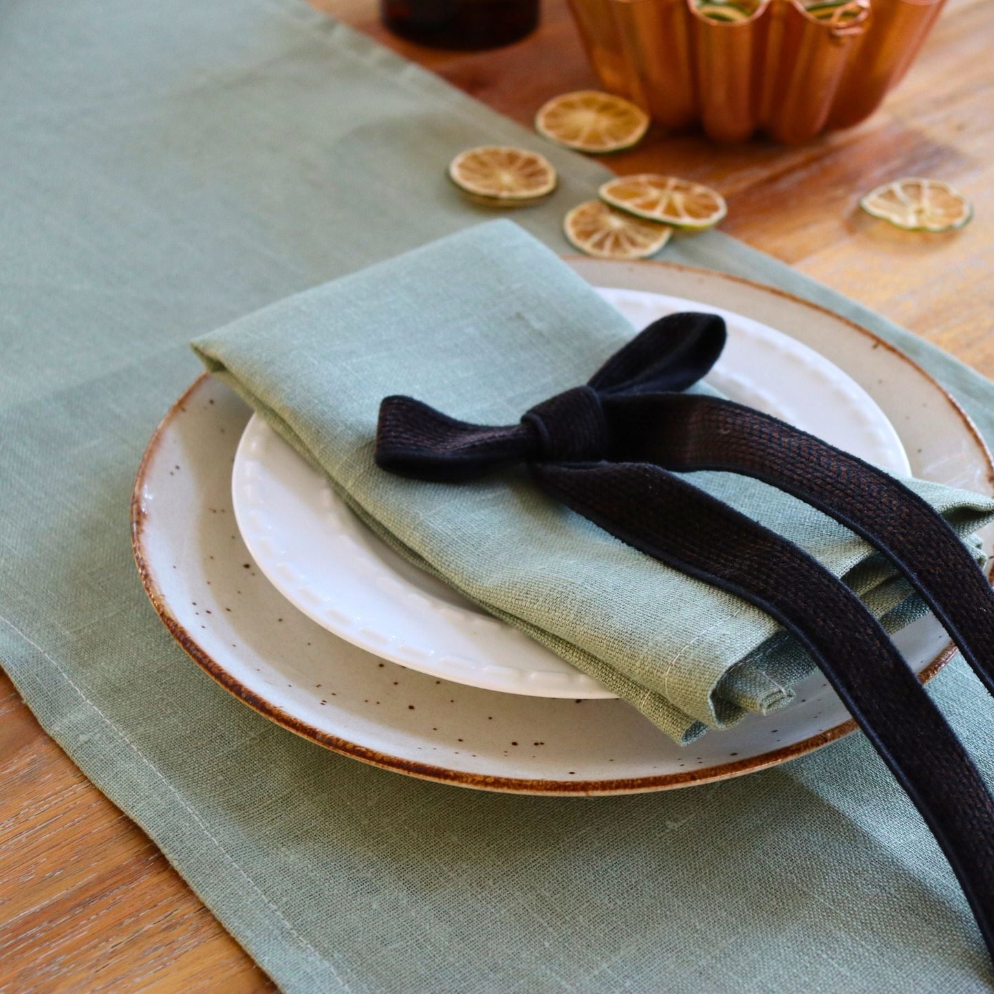 Chemin de table - Lin eucalyptus