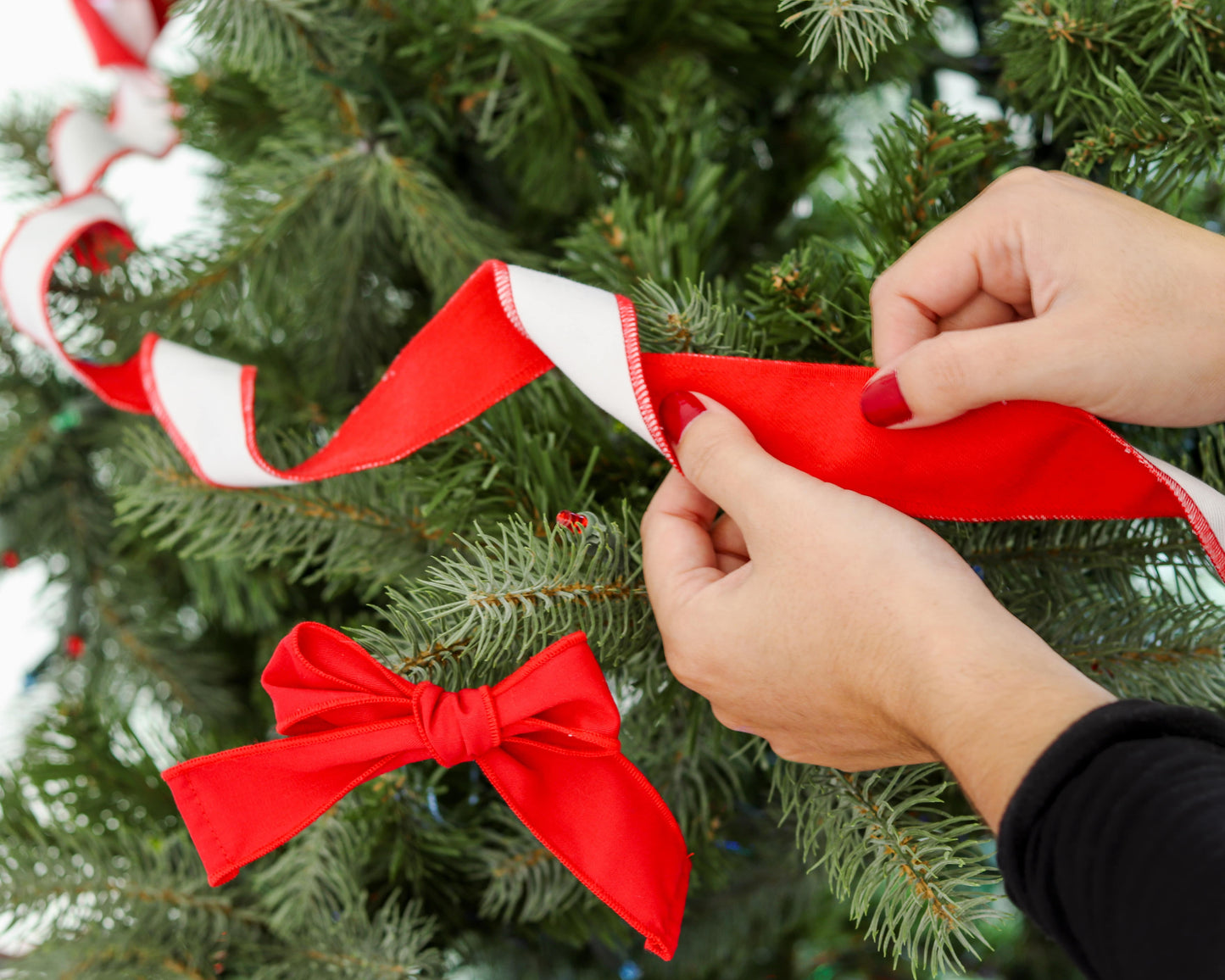 Twisted Fabric Garland - Red and White