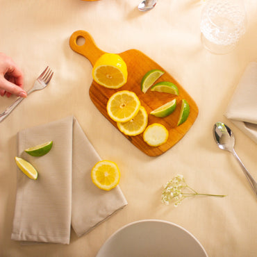 Ensemble de 2 serviettes de table - Fines rayures sable et crème