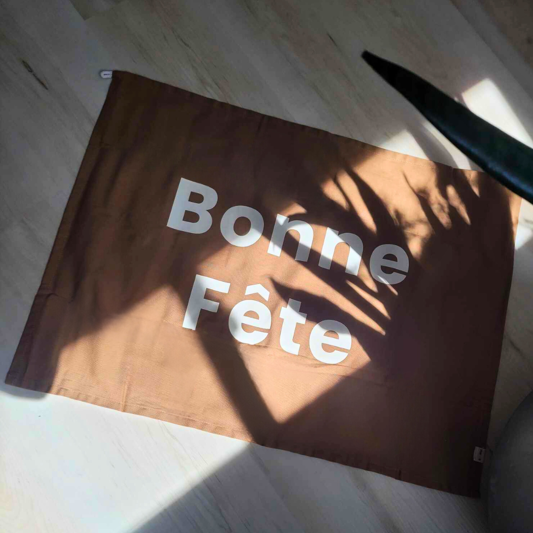 Affiche Bonne Fête en tissu - Caramel