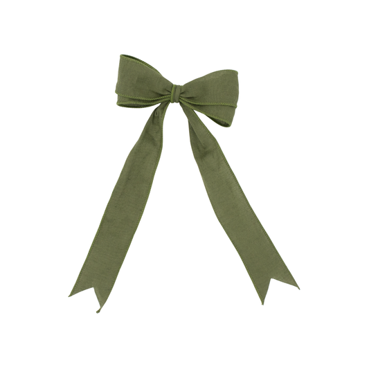Double Hair Bow - Olive Green