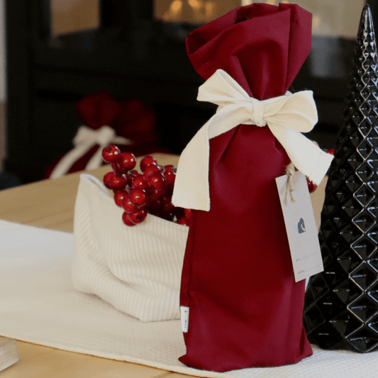Classic fabric wine gift bag - Burgundy