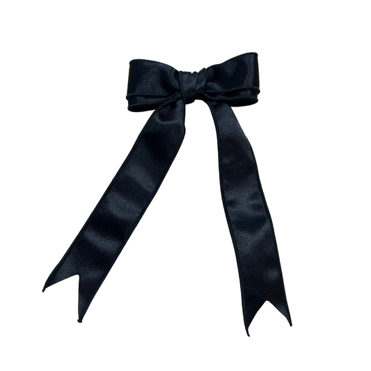 Double Hair Bow - Satin Black