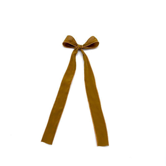 Large Long Bow for the Christmas Tree - Ochre Silk Effect