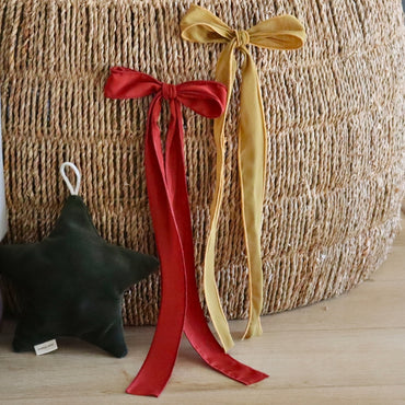 Large Long Bow for the Christmas Tree - Rust Silk Effect