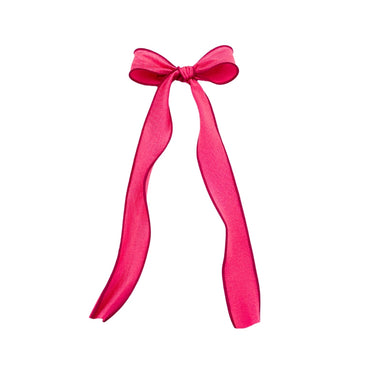 Boucle longue large avec pince - Satin rose