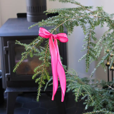 Boucle longue large pour le sapin de Noël - Classique - Rose effet soie