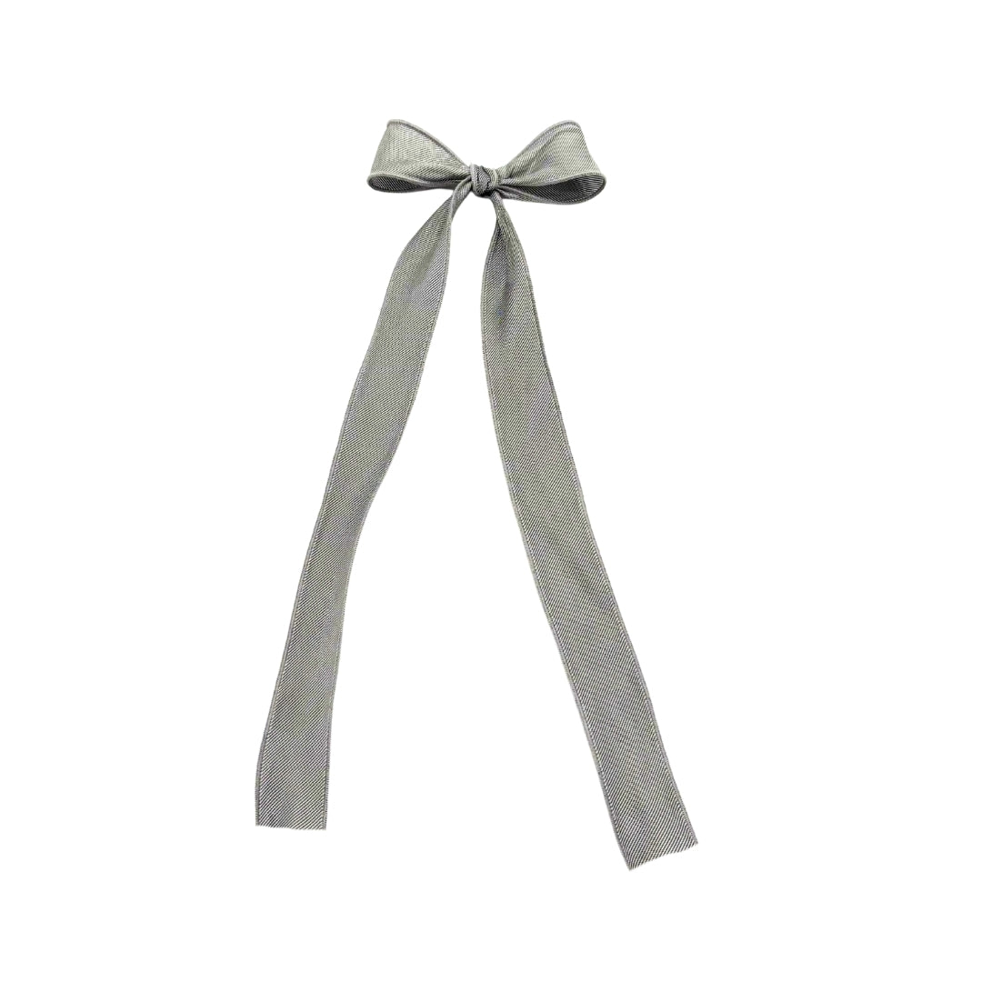 Boucle longue large avec pince - Satin argent