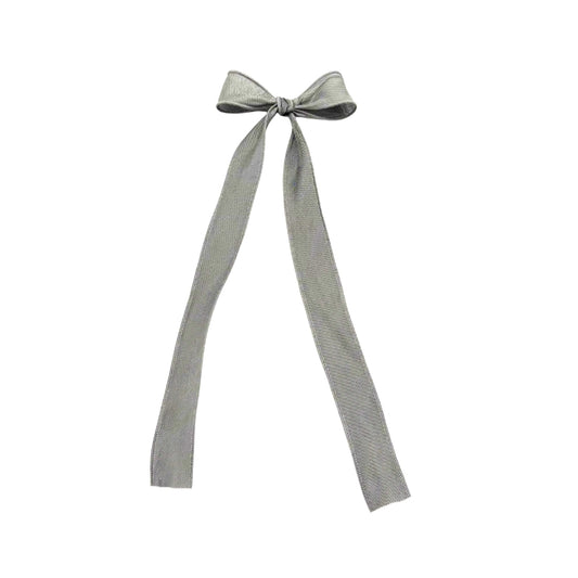 Boucle longue large avec pince - Satin argent