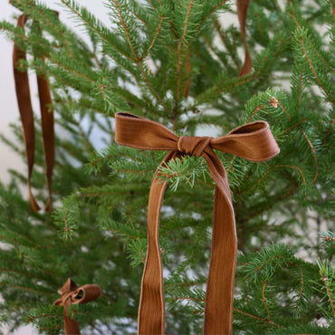 Long Bow for the Christmas Tree - Ochre Satin Stripes