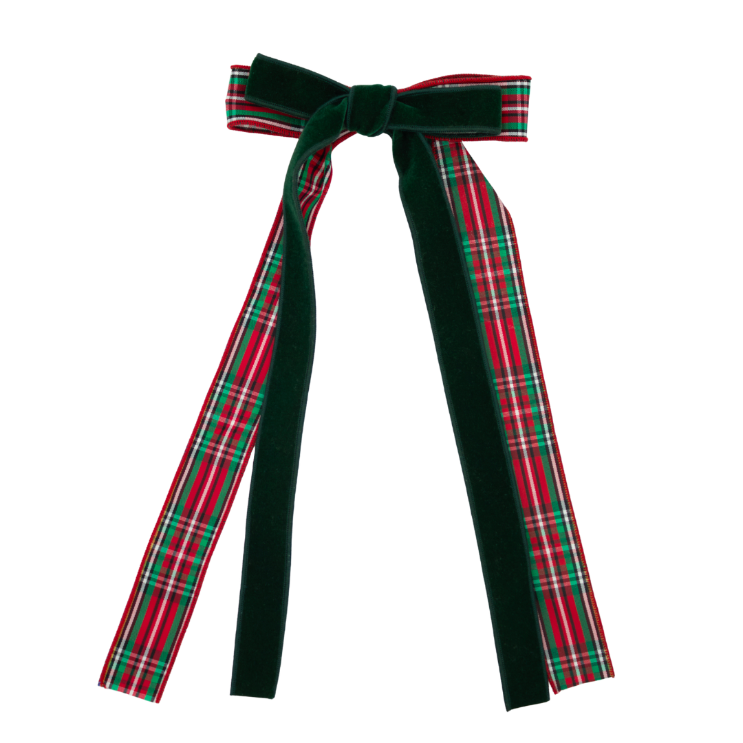 Layered Bow - Velvet Forest & Red Tartan