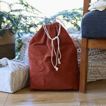 Reusable fabric gift bags - Terracotta corduroy