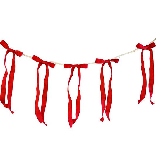 Fabric bow garland - Red