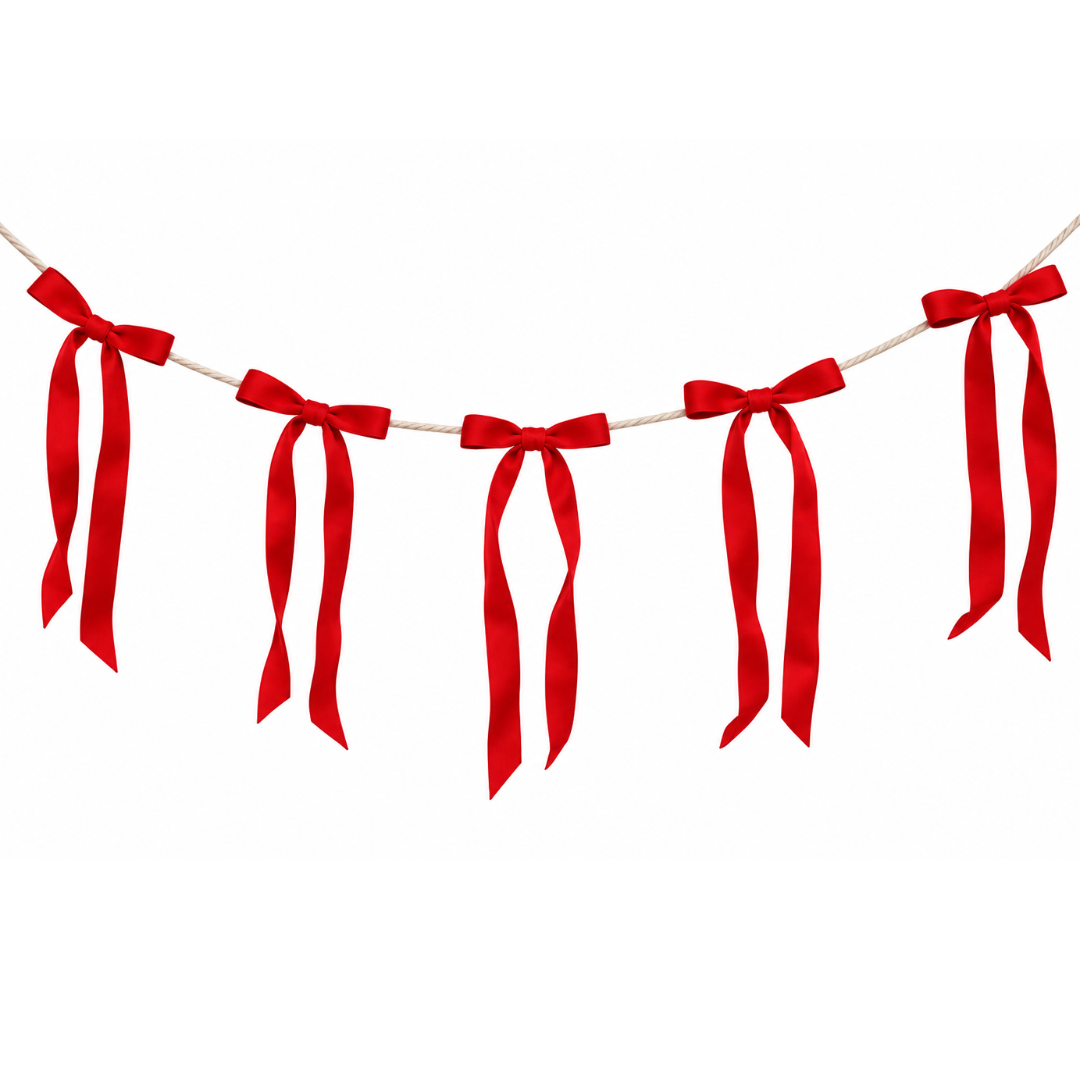 Guirlande de boucles en tissu - Rouge