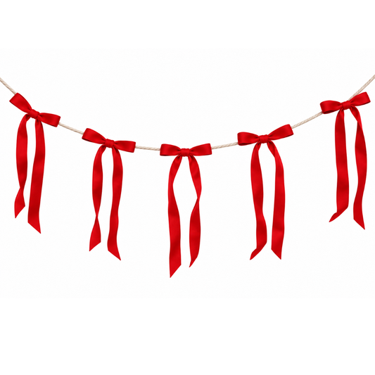 Guirlande de boucles en tissu - Rouge
