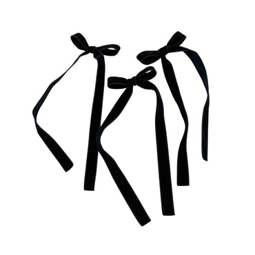 Boucle longue avec pince - Velours côtelé noir