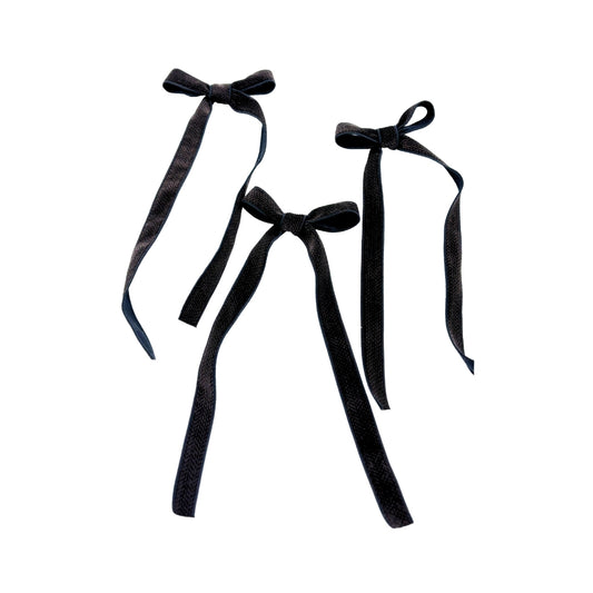 Boucle longue avec pince - Velours chevrons brun