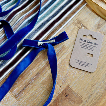 Boucle longue pour le sapin de Noël - Velours côtelé bleu