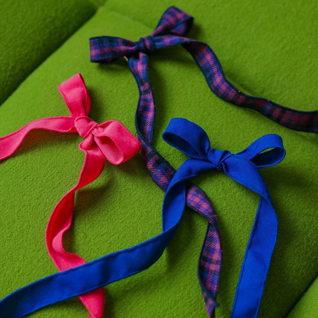 IMPERFECT - Wide Long Bow - Wool-effect tartan