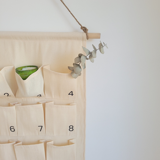 Next Chance Calendrier de l'Avent tissu récupéré coton chiffres bleu marine