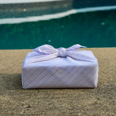 Emballage cadeau réutilisable Furoshiki - Rayé jaune et lavande