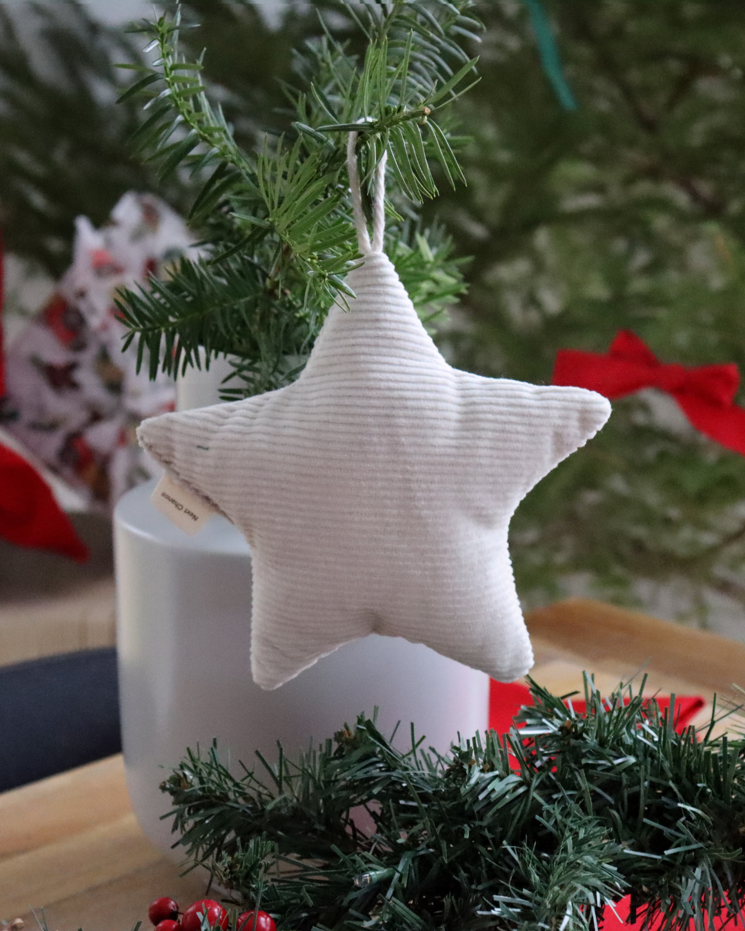 Star Ornament for the Christmas Tree - Cream Corduroy