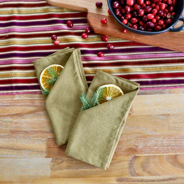 Ensemble de 2 serviettes de table - Effet lin ocre