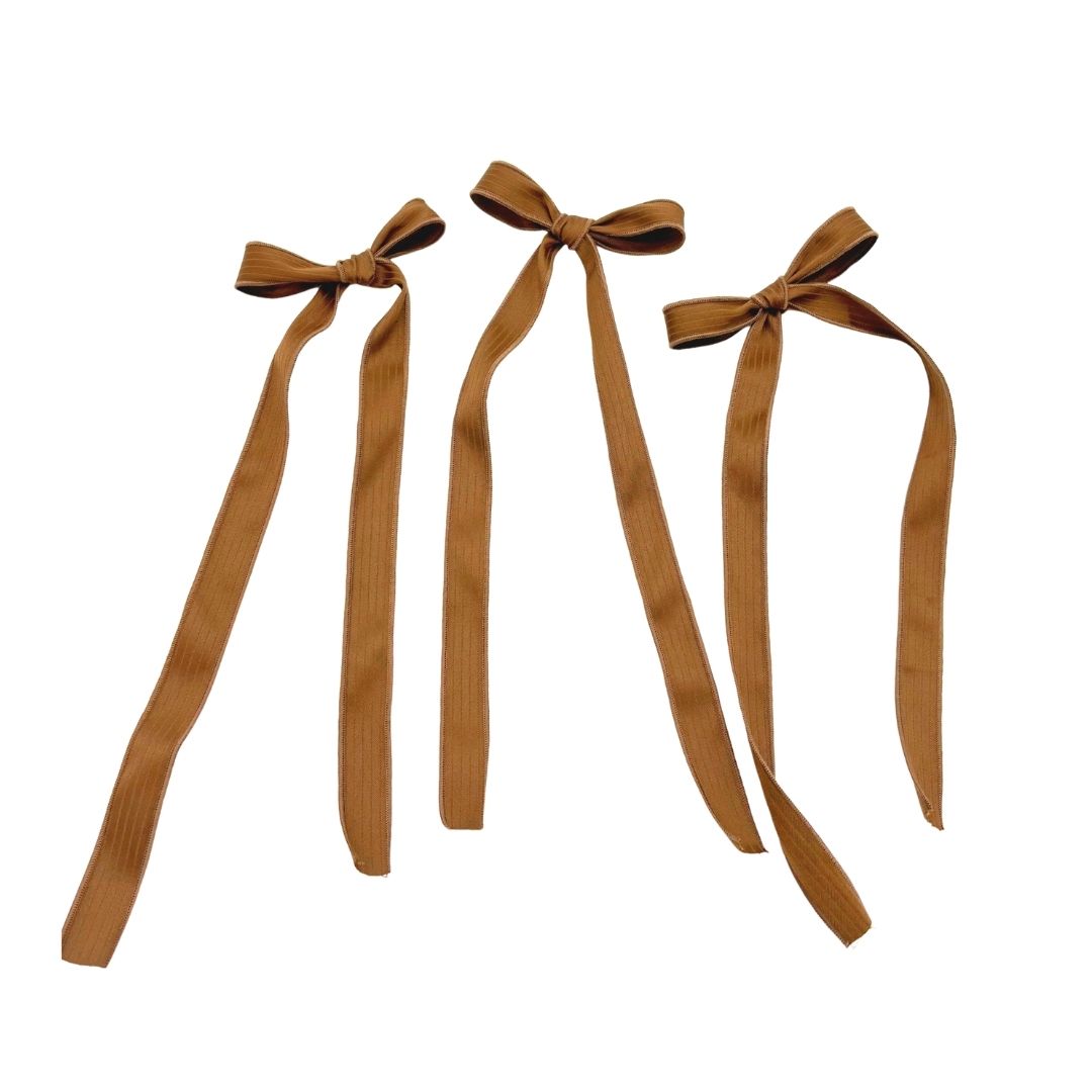 Long Bow for the Christmas Tree - Ochre Satin Stripes