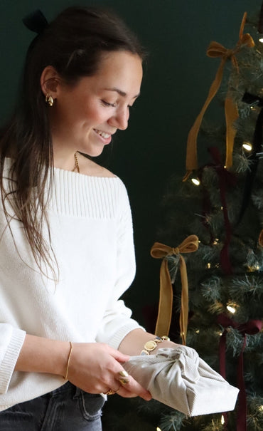 Large Long Bow for the Christmas Tree - Ochre Silk Effect