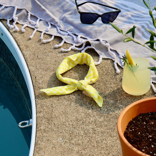 Foulard - Carreauté blanc et jaune