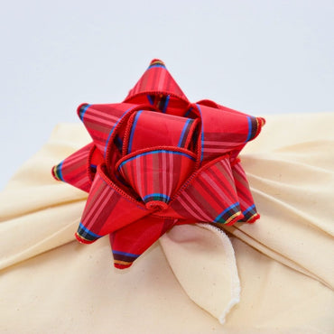 Fabric Gift Bow - Red and Blue Tartan