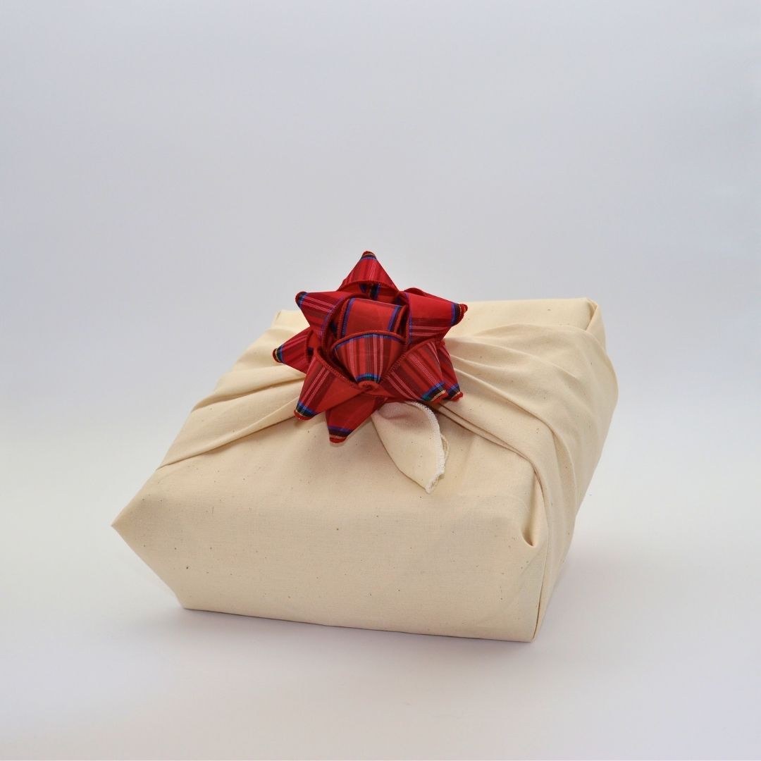 Fabric gift cabbage - Red and blue tartan