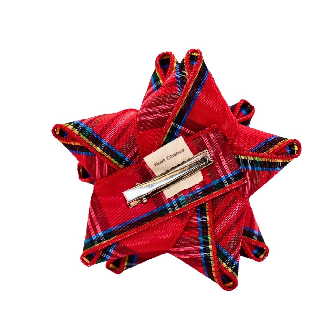 Fabric gift cabbage - Red and blue tartan