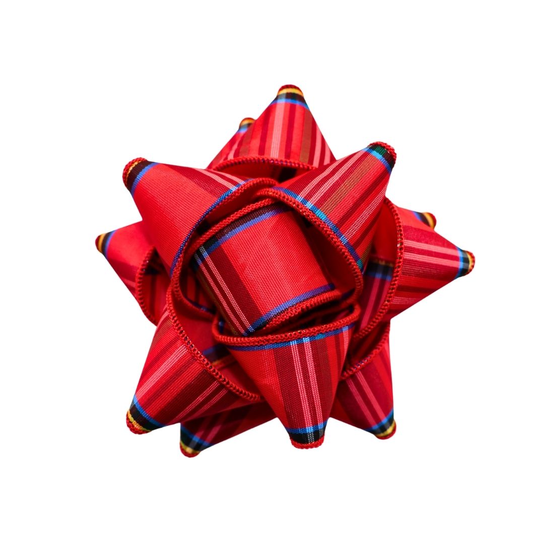 Fabric gift cabbage - Red and blue tartan