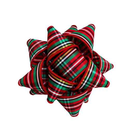 Fabric Gift Bow - Red and Green Tartan