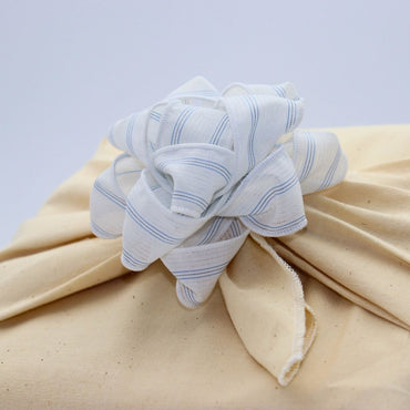 Fabric Gift Bow - Striped White