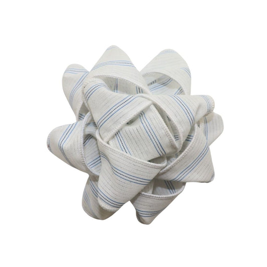Fabric Gift Bow - Striped White